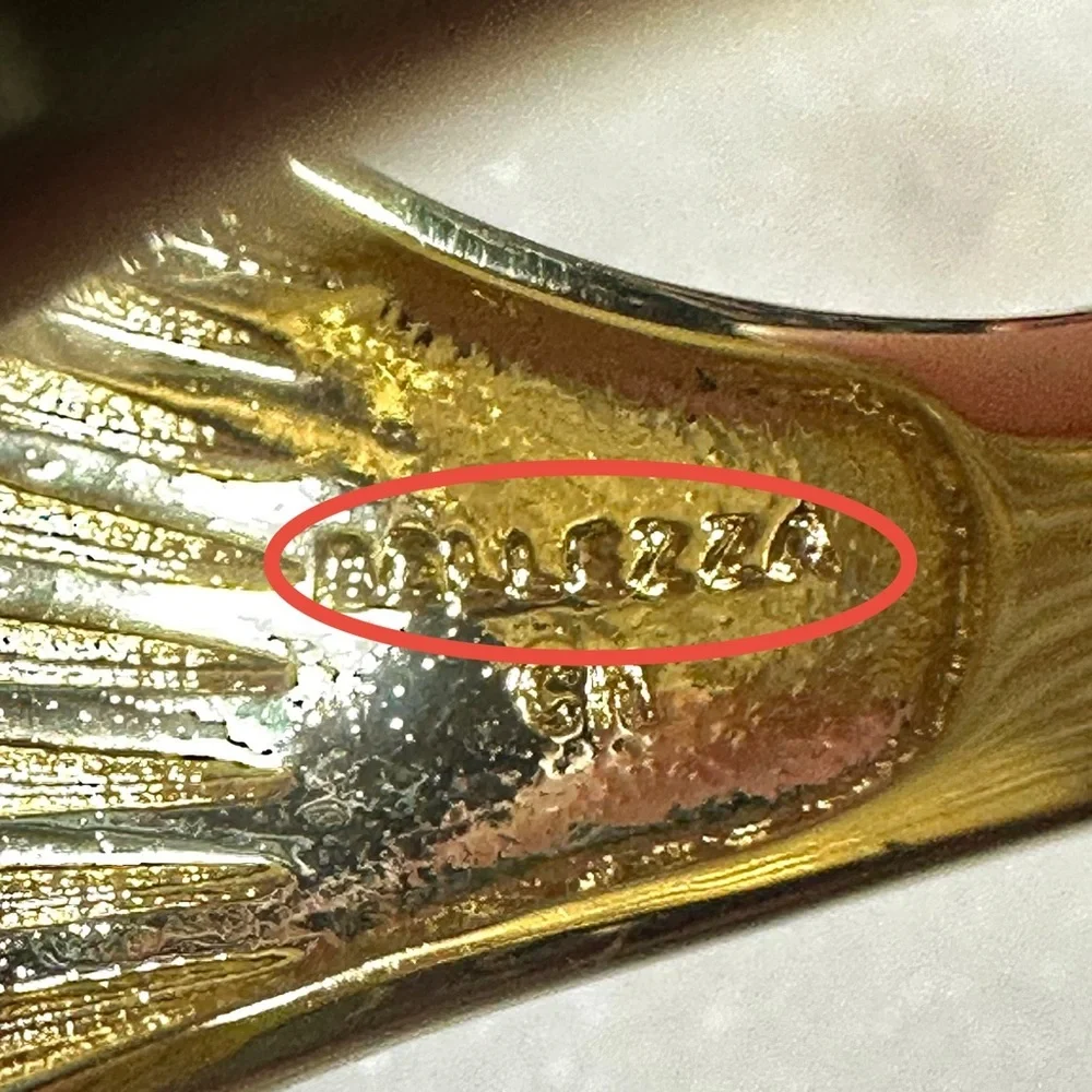 Bellezza 18k Yellow Gold over Bronze Horizontal-Ribbed Wide Band Dome Ring